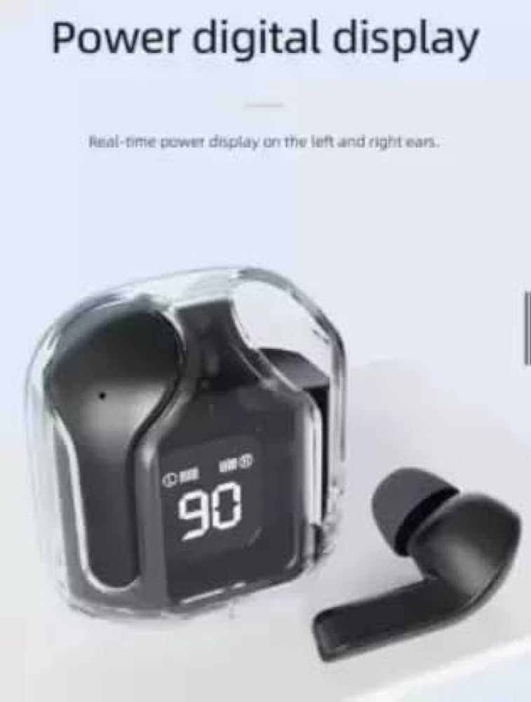T12 Max TrueWireless Bluetooth V5.3 with Charging Case and Transparent Display