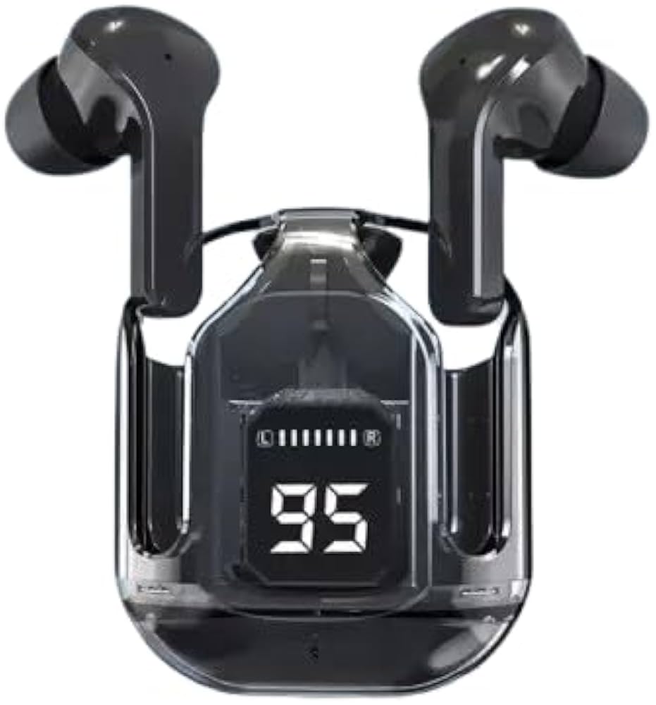 T12 Max TrueWireless Bluetooth V5.3 with Charging Case and Transparent Display